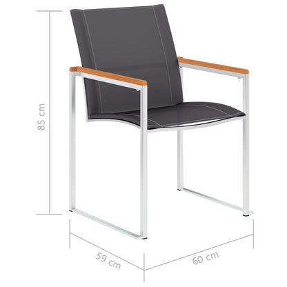 2 Grey Textilene & Stainless Steel Garden Chairs - Set of 2