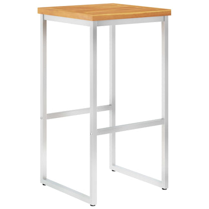 Set of 4 Acacia Wood & Stainless Steel Bar Chairs - Stylish & Durable