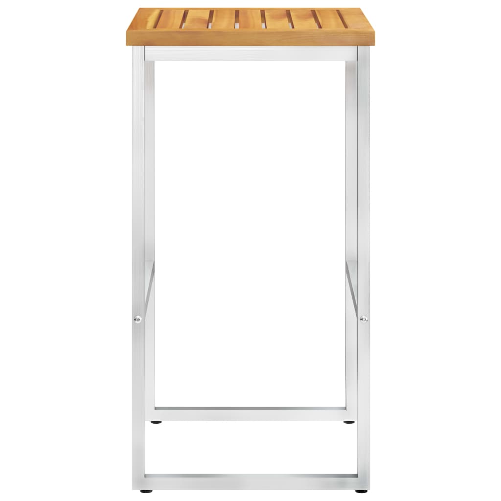 Set of 4 Acacia Wood & Stainless Steel Bar Chairs - Stylish & Durable