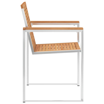 2-Pc Solid Teak Wood & Stainless Steel Garden Chairs Set