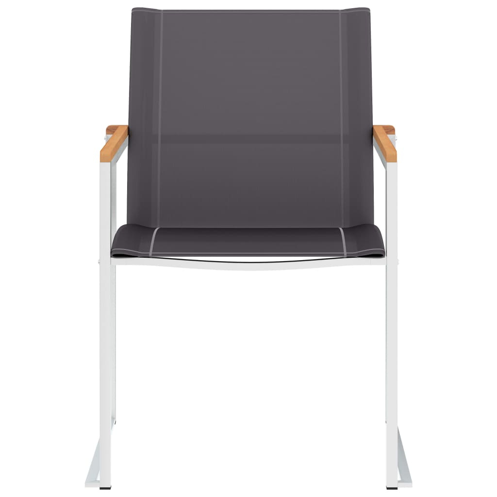 4 Grey Textilene & Stainless Steel Garden Chairs Set