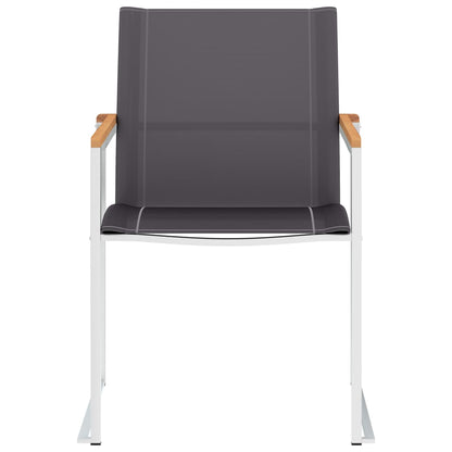 4 Grey Textilene & Stainless Steel Garden Chairs Set