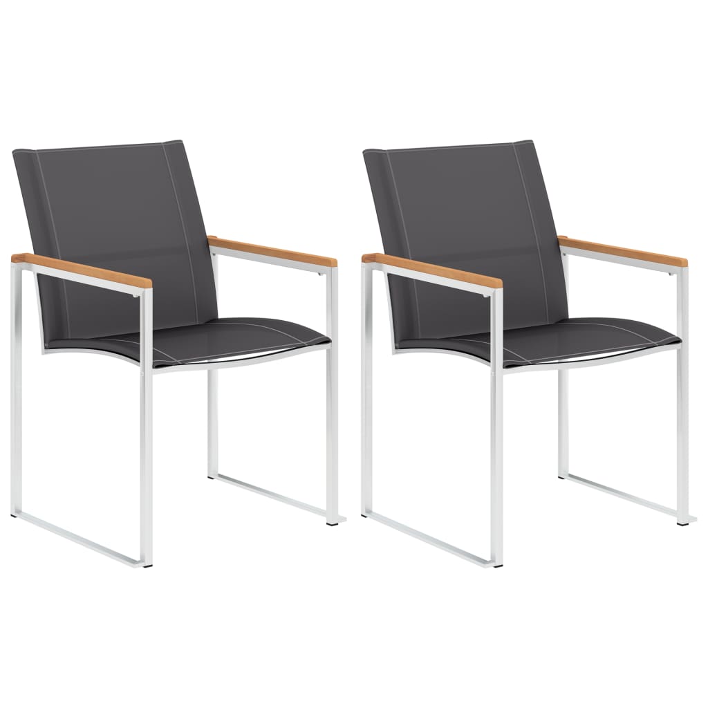 2-Piece Grey Garden Chairs - Textilene & Stainless Steel