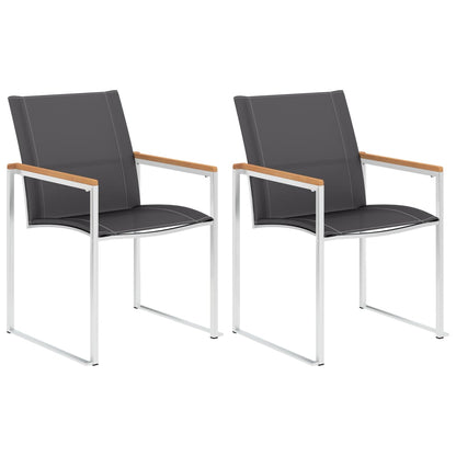 2-Piece Grey Garden Chairs - Textilene & Stainless Steel