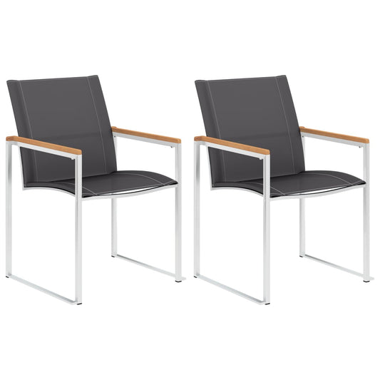 2-Piece Grey Garden Chairs - Textilene & Stainless Steel