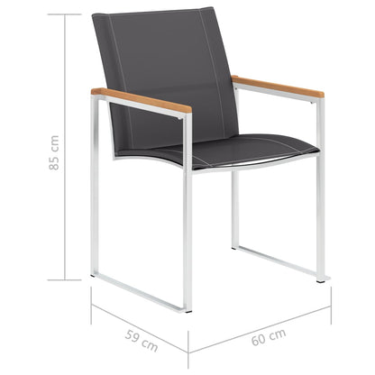 2-Piece Grey Garden Chairs - Textilene & Stainless Steel