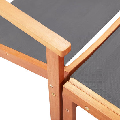 Grey Eucalyptus Wood Garden Chair with Footrest - Textilene Fabric