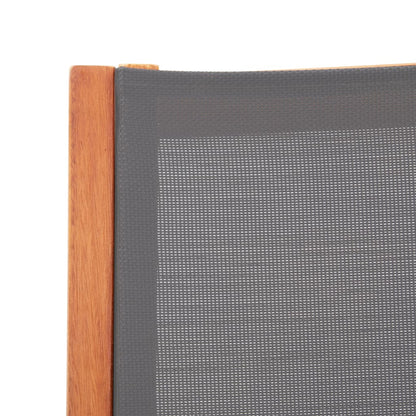 Grey Eucalyptus Wood Garden Chair with Footrest - Textilene Fabric