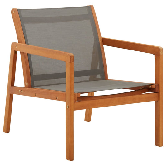 Grey Eucalyptus Wood Garden Lounge Chair with Textilene Fabric