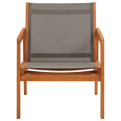 Grey Eucalyptus Wood Garden Lounge Chair with Textilene Fabric