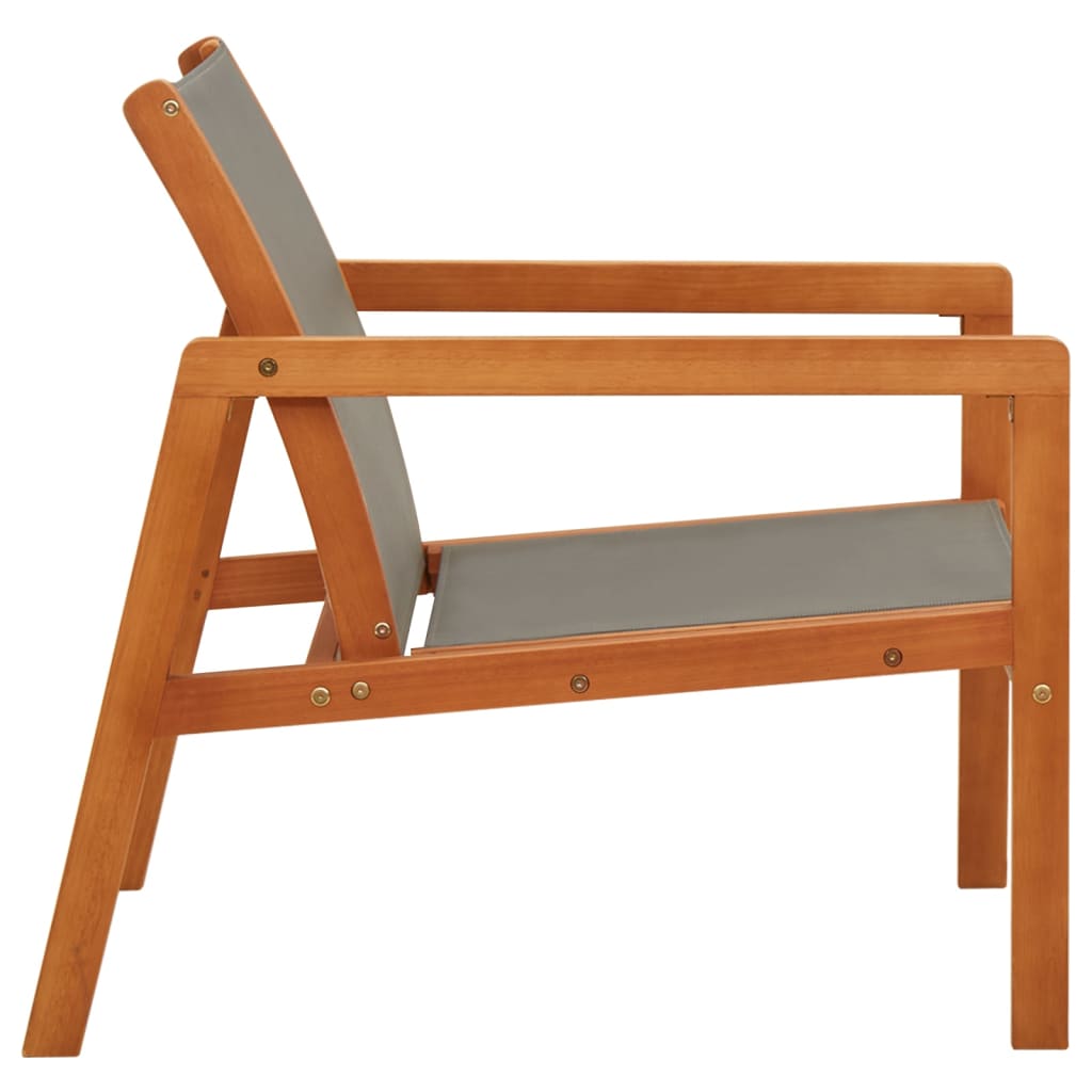 Grey Eucalyptus Wood Garden Lounge Chair with Textilene Fabric