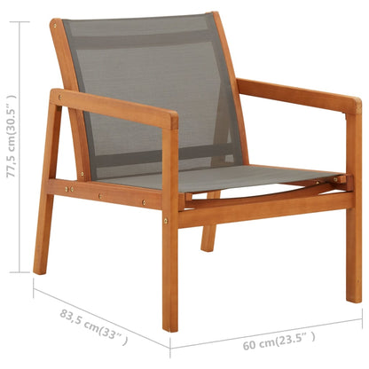 Grey Eucalyptus Wood Garden Lounge Chair with Textilene Fabric
