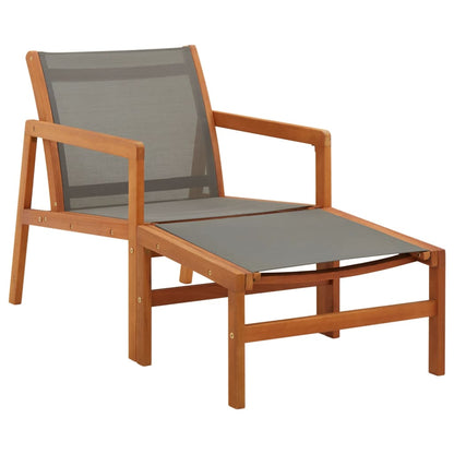 Grey Garden Chair with Footrest | Solid Eucalyptus & Textilene