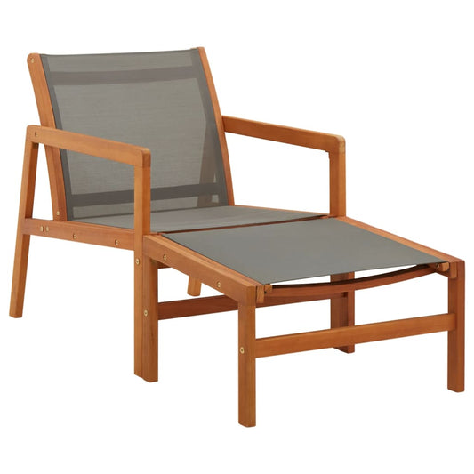 Grey Garden Chair with Footrest | Solid Eucalyptus & Textilene