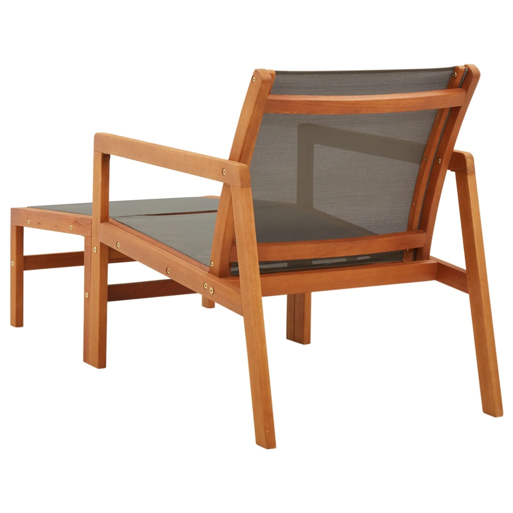 Grey Garden Chair with Footrest | Solid Eucalyptus & Textilene