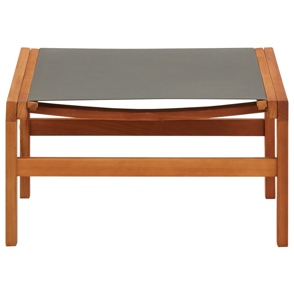 Grey Garden Chair with Footrest | Solid Eucalyptus & Textilene