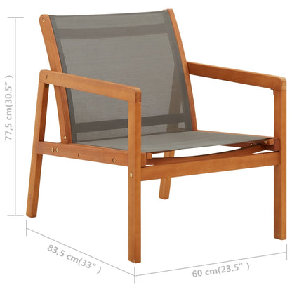 Grey Garden Chair with Footrest | Solid Eucalyptus & Textilene