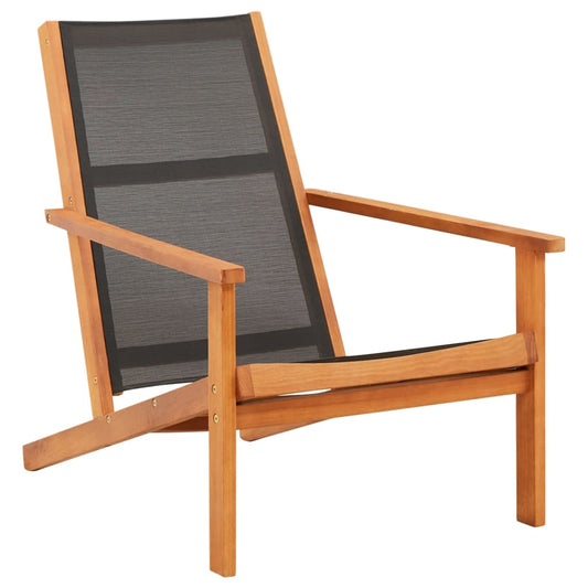 Black Eucalyptus Wood Garden Lounge Chair with Textilene Seating
