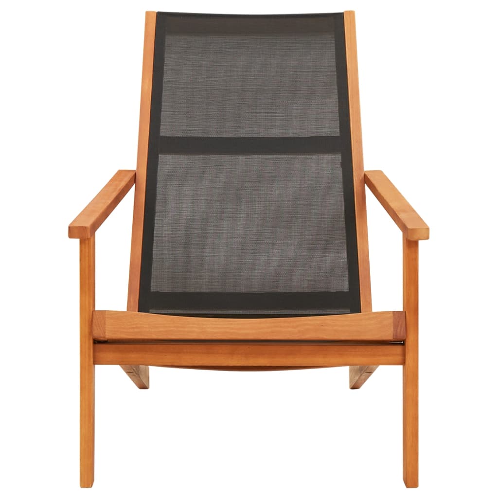 Black Eucalyptus Wood Garden Lounge Chair with Textilene Seating