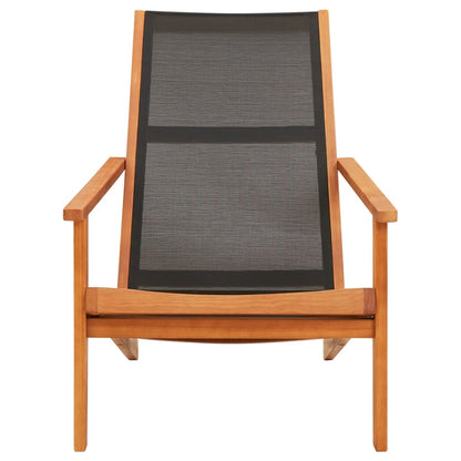 Black Eucalyptus Wood Garden Lounge Chair with Textilene Seating