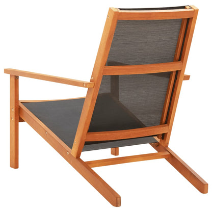 Black Eucalyptus Wood Garden Lounge Chair with Textilene Seating