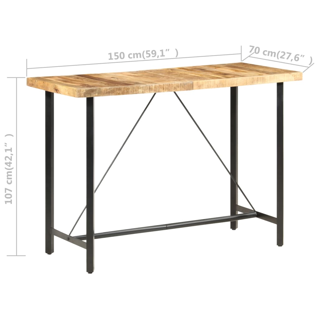 Rustic Bar Table – 150x70x107 cm, Rough Mango Wood