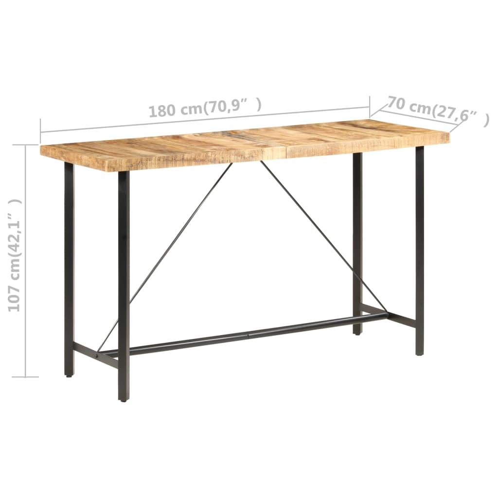 Rough Mango Wood Bar Table | 180x70x107 cm Solid Style