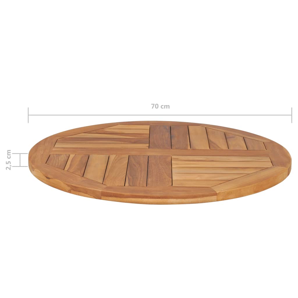 Round Teak Wood Table Top, Solid 2.5cm Thick, 70cm Diameter