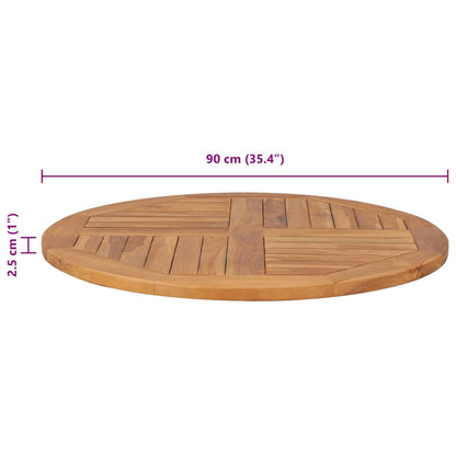 Solid Teak Wood Round Table Top, 2.5cm Thick, 90cm Diameter