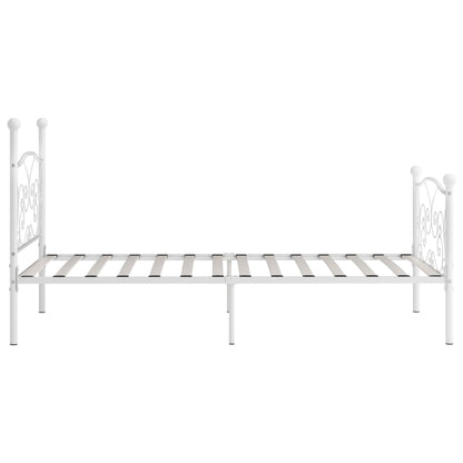 White Metal Bed Frame 90x200 cm - Slatted Base, No Mattress