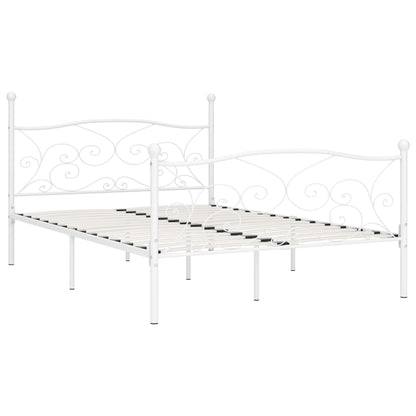 White Metal Bed Frame 120x200 cm with Slatted Base - No Mattress