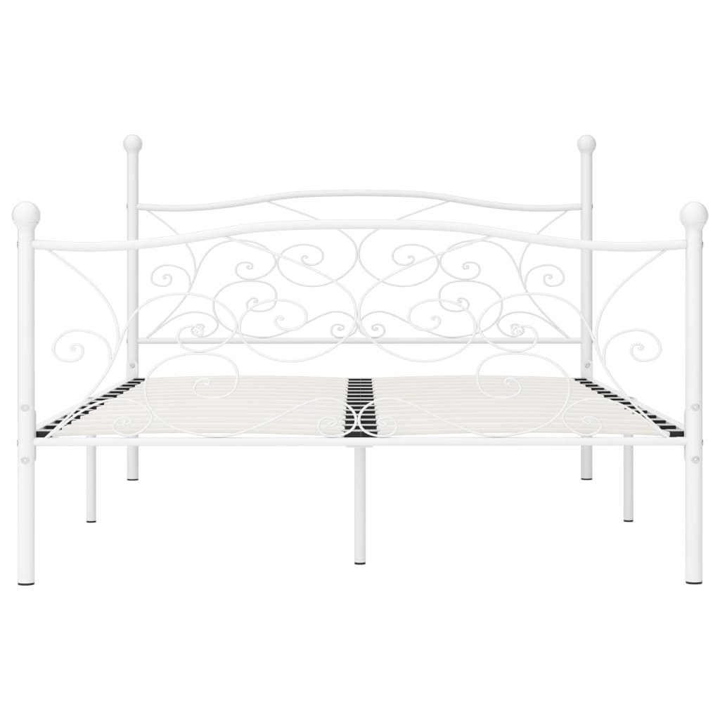 White Metal Bed Frame 120x200 cm with Slatted Base - No Mattress