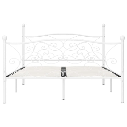 White Metal Bed Frame 120x200 cm with Slatted Base - No Mattress