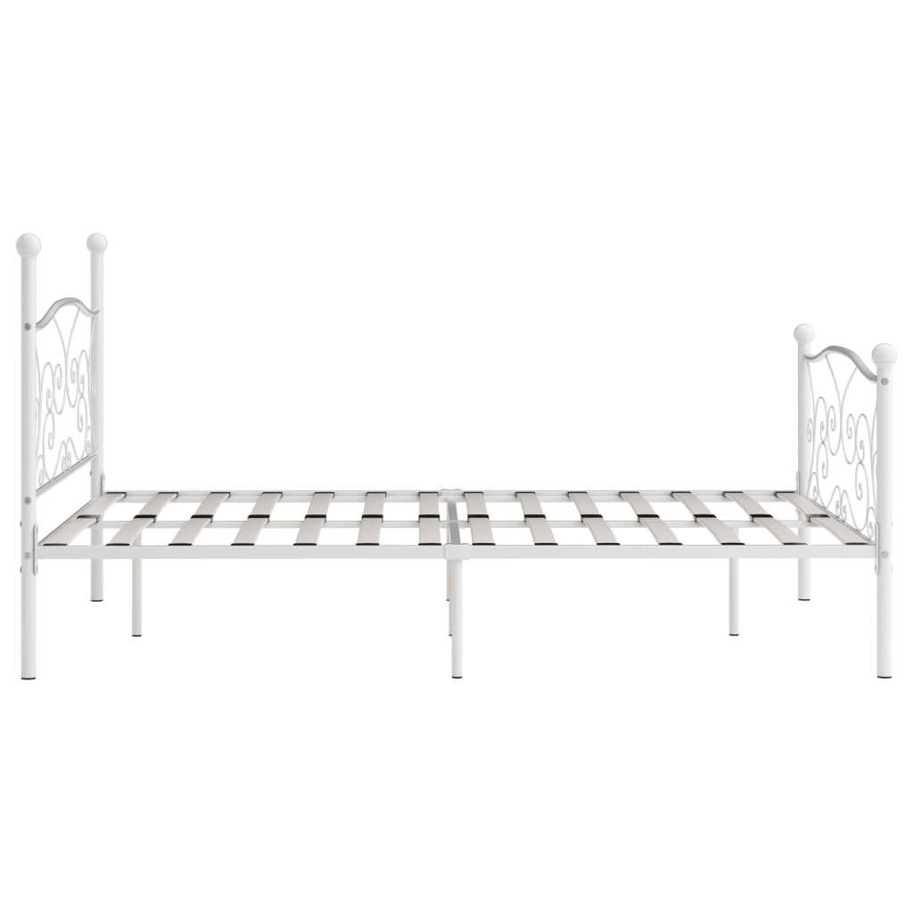 White Metal Bed Frame 120x200 cm with Slatted Base - No Mattress
