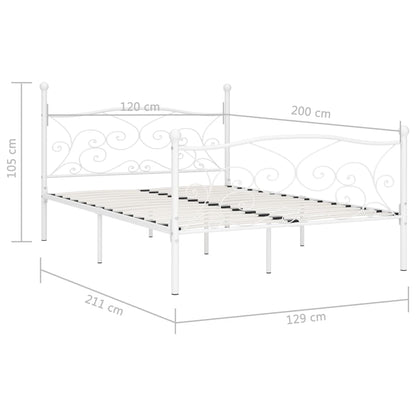 White Metal Bed Frame 120x200 cm with Slatted Base - No Mattress