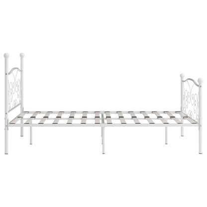 White Metal Bed Frame 140x200 cm with Slatted Base - No Mattress