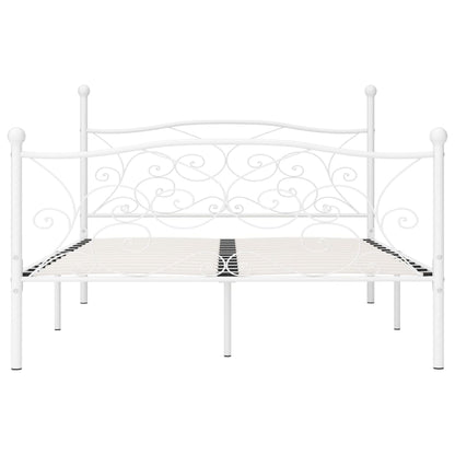 White Metal Bed Frame with Slatted Base - 160x200 cm