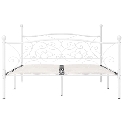 White Metal Bed Frame 180x200cm - Super King Slatted Base