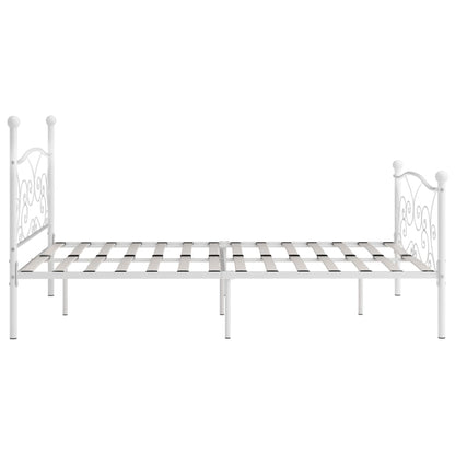 White Metal Bed Frame 180x200cm - Super King Slatted Base