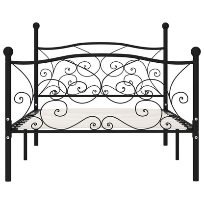 Black Metal Bed Frame with Slatted Base 90x200 cm - No Mattress