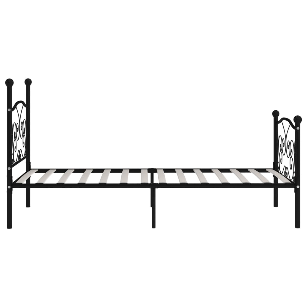 Black Metal Slatted Bed Frame 100x200 cm - No Mattress Included