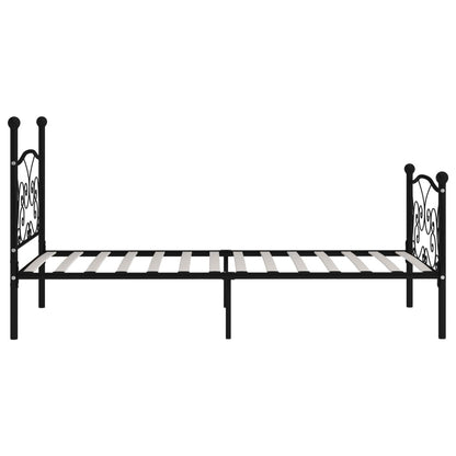 Black Metal Slatted Bed Frame 100x200 cm - No Mattress Included