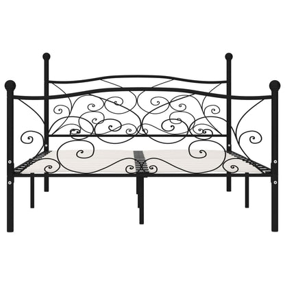 Black Metal Bed Frame 140x200 cm with Slatted Base (No Mattress)