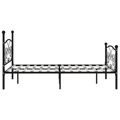 Black Metal Bed Frame 140x200 cm with Slatted Base (No Mattress)