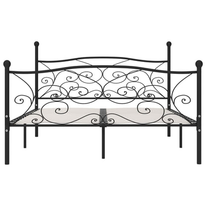 Black Metal Bed Frame 200x200 cm with Slatted Base - No Mattress
