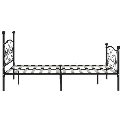 Black Metal Bed Frame 200x200 cm with Slatted Base - No Mattress