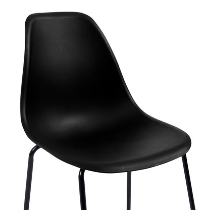 Set of 6 Black Plastic Bar Chairs - Sleek and Modern Design