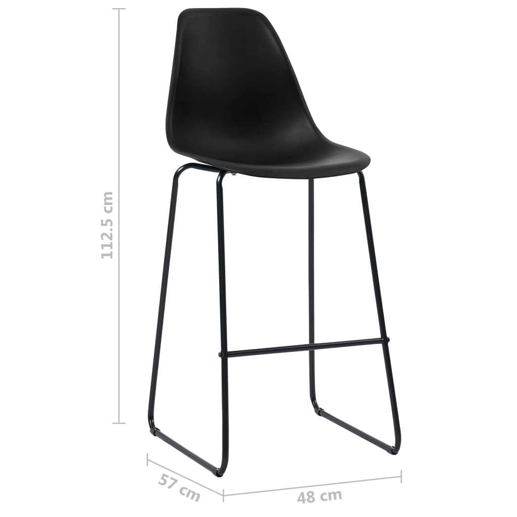Set of 6 Black Plastic Bar Chairs - Sleek and Modern Design