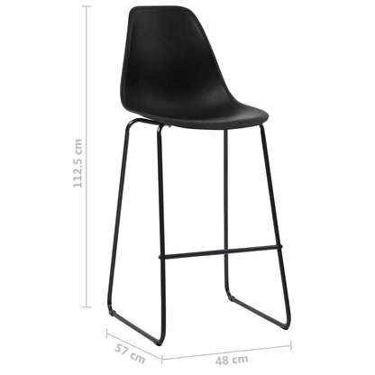 Set of 6 Black Plastic Bar Chairs - Sleek and Modern Design