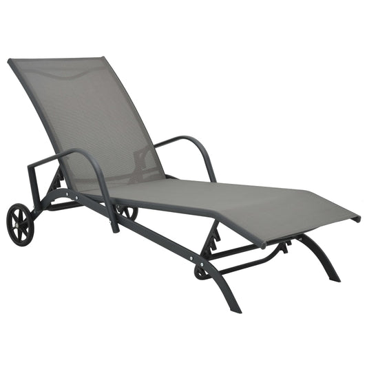 Durable Steel & Textilene Sun Lounger - Elegant Gray Design